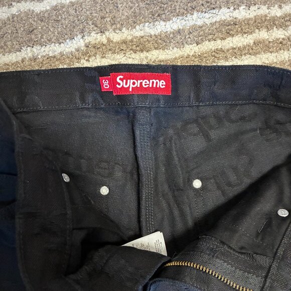Supreme Jacquard Logos Double Knee Denim Painter Jean (Black) FW25